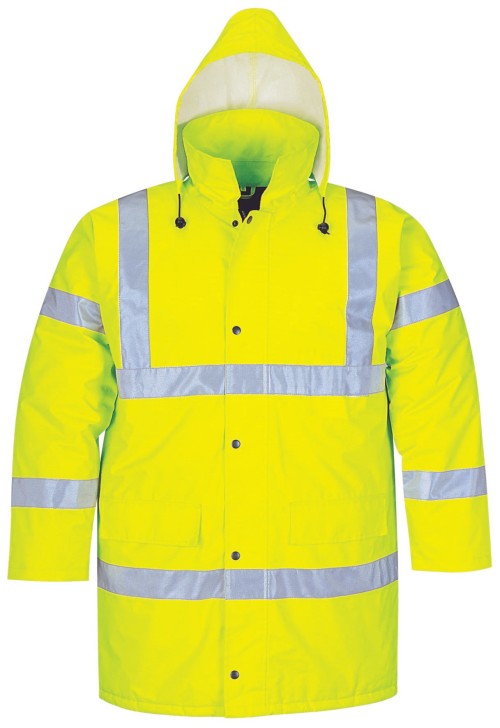 Hi Vis Waterproof Hooded Safety Jacket - EN ISO 20471 Compliant Reflective Workwear for Construction & Roadwork