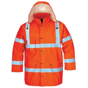 Hi Vis Orange Waterproof Hooded Safety Work Jacket