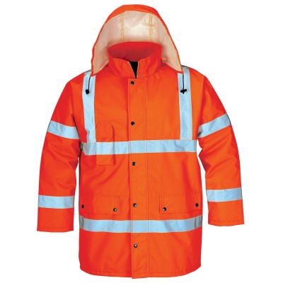 Hi Vis Orange Waterproof Hooded Safety Work Jacket