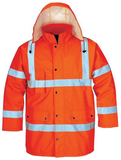 Hi Vis Orange Waterproof Hooded Safety Work Jacket