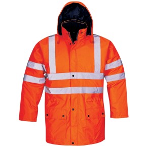 Hi Vis Orange Insulated Winter Safety Parka / Workwear Jacket