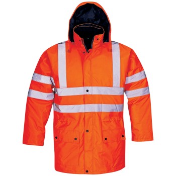 Hi Vis Orange Insulated Winter Safety Parka / Workwear Jacket