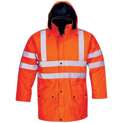 Hi Vis Orange Insulated Winter Safety Parka / Workwear Jacket