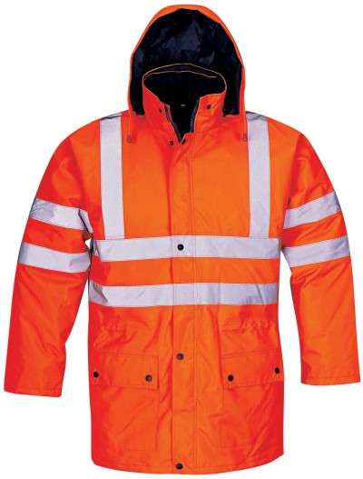 Hi Vis Orange Insulated Winter Safety Parka / Workwear Jacket