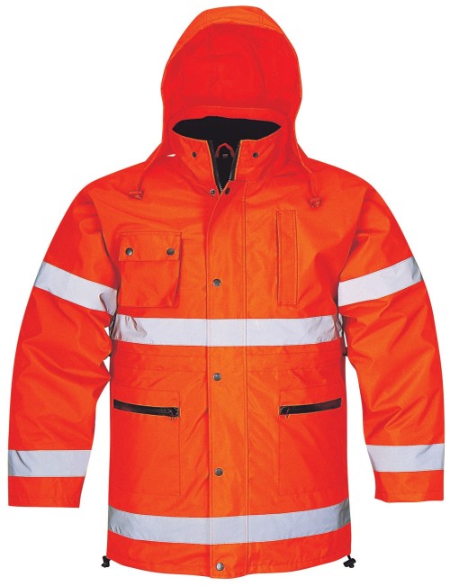 Hi Vis Orange Insulated Winter Safety Parka / Workwear Jacket