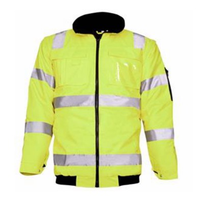 EN ISO 20471 High Visibility Safety Jacket Fluorescent Yellow Waterproof Windproof Hi Vis WorkWear for Construction