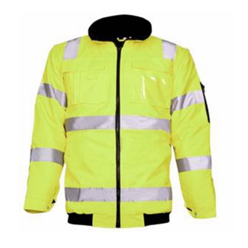 EN ISO 20471 High Visibility Safety Jacket Fluorescent Yellow Waterproof Windproof Hi Vis WorkWear for Construction