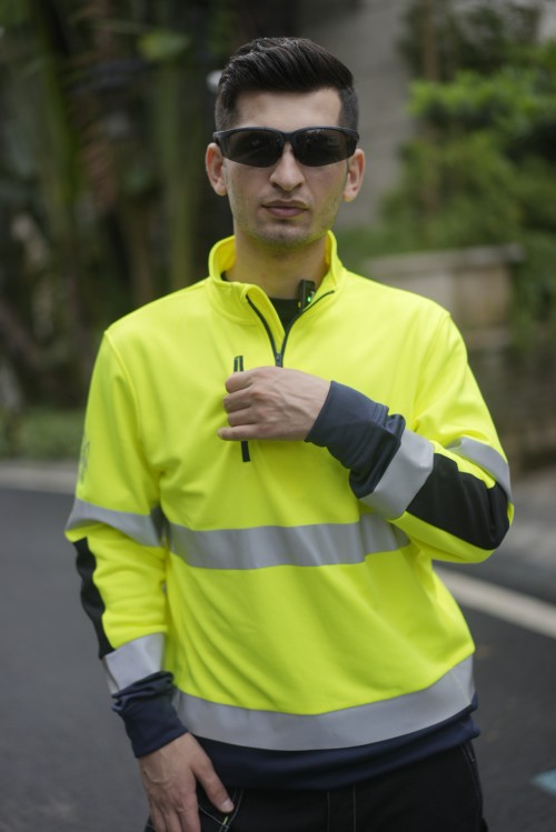 Custom logo high-visibility safety work T-shirt Breathable reflective work tee