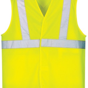 Fluorescent Orange Reflective Safety Vest with Elasticated Hem & Pockets