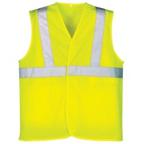 High Visibility Bomber Style Reflective Work Vest with Navy Collar