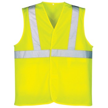 High Visibility Bomber Style Reflective Work Vest with Navy Collar