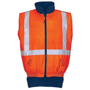 Fluorescent Orange Reflective Safety Vest with Elasticated Hem & Pockets