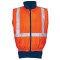 High Visibility Bomber Style Reflective Work Vest with Navy Collar