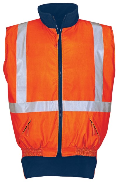 Fluorescent Orange Reflective Safety Vest with Elasticated Hem & Pockets