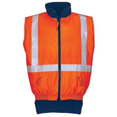 Fluorescent Orange Reflective Safety Vest with Elasticated Hem & Pockets