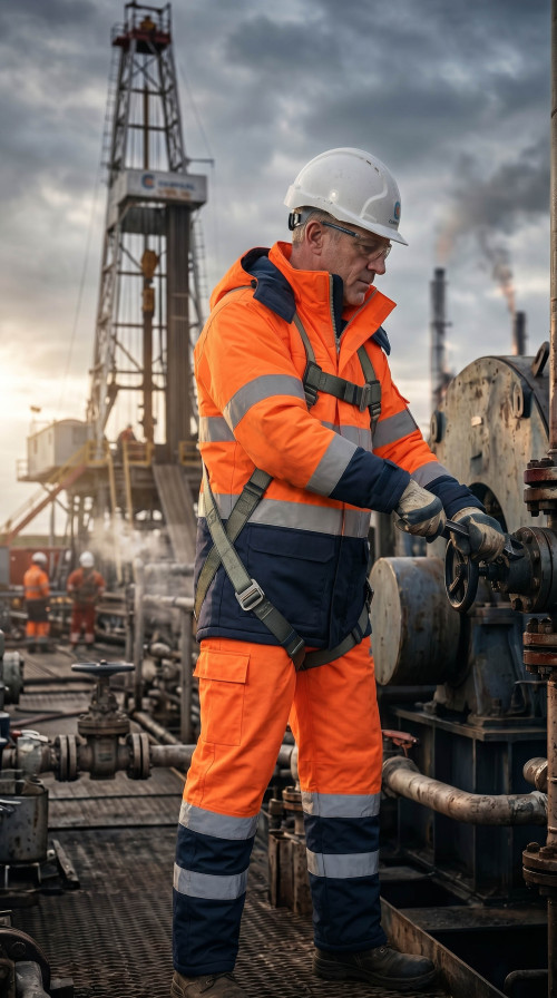 Hi-Vis Multi Norm Contrast FR Winter Jacket Direct Factory Custom LOGO Oil & Gas Work Coverall for Petroleum Industry