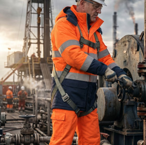 Hi-Vis Multi Norm Contrast FR Winter Jacket Direct Factory Custom LOGO Oil & Gas Work Coverall for Petroleum Industry