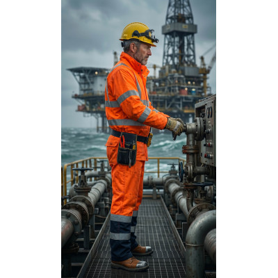 Hi-Vis Multi Norm Contrast FR Winter Jacket Direct Factory Custom LOGO Oil & Gas Work Coverall for Petroleum Industry