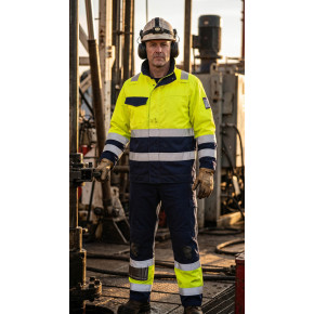 Modaflame Work Hi-Vis Multi Norm Contrast FR Jacket Direct Factory Custom LOGO Oil & Gas Work Coverall for Petroleum Industry