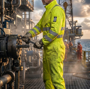 Hi-Vis Multi Norm FR Coverall Direct Factory Custom LOGO Oil & Gas Work Coverall for Petroleum Industry