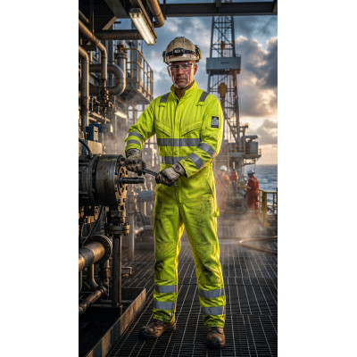 Hi-Vis Multi Norm FR Coverall Direct Factory Custom LOGO Oil & Gas Work Coverall for Petroleum Industry