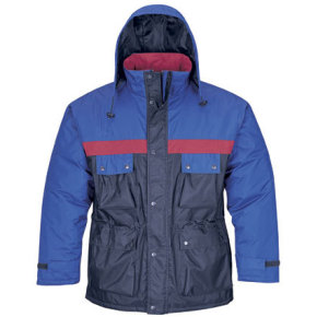 Parka de trabajo de poliéster (azul y rojo)