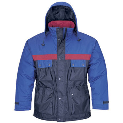 Parka de trabajo de poliéster (azul y rojo)