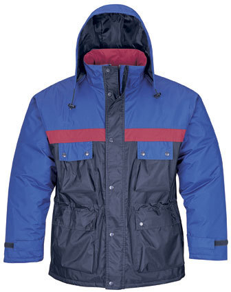 Parka de trabajo de poliéster (azul y rojo)