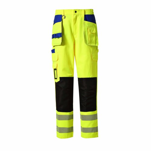 Pantalones de trabajo bicolor de alta visibilidad amarillo fluorescente