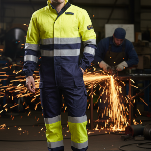 FR Coverall Hi-Vis Safety Workwear Red Reflective Tape Fireproof Overall