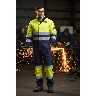 Factory Hi-vis Flame Retardant Coverall Green with Reflective Tape Fr Overall