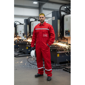 FR Coverall Hi-Vis Safety Workwear Red Work Clothes With Reflective Tape Fireproof Overall