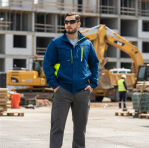 OEM Men's 4 Way Stretch Workwear Jacket Men's Jacket Blue Color for Industrial