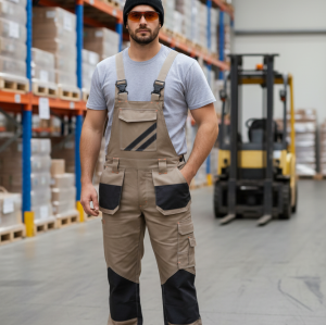 Direct Factory Fashion Bib Pants CVC TC  Multi-pocket Work Trousers Workwear Safety Work Pants bib overalls for manufacturing