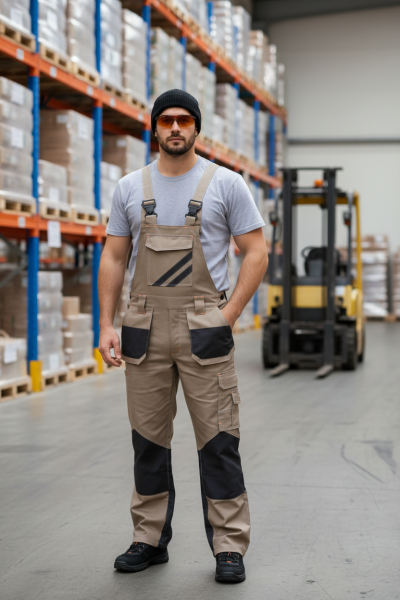 OEM ODM Fashion Bib Pants CVC TC  Multi-pocket Work Trousers Workwear Safety Work Pants bib overalls for logistic