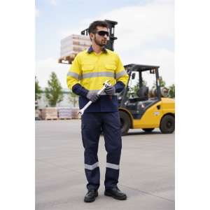Camiseta OEM de alta visibilidad con tiras reflectantes. Camiseta de seguridad industrial.