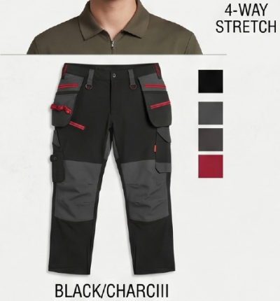 OEM 4 Way Stretch Work Pants Elastic Soft Comfortable Cargo Work Trousers