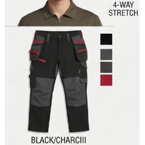 OEM 4 Way Stretch Work Pants Elastic Soft Comfortable Cargo Work Trousers