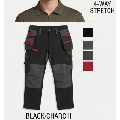 OEM 4 Way Stretch Work Pants Elastic Soft Comfortable Cargo Work Trousers