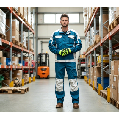 Custom Two-Tone Workwear Uniform Set  for Warehouse Logistics mechanic
