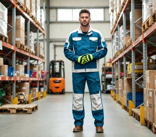 Custom Two-Tone Workwear Uniform Set for Warehouse Logistics mechanic