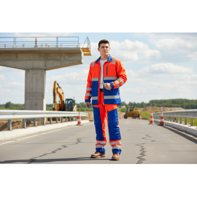 Fluorescent Orange industrial workwear Hi-Vis jacket HiVis Workwear for man custom garment factory