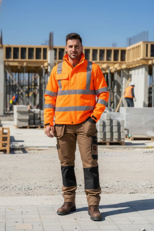 Fluorescent Orange industrial workwear Hi-Vis jacket HiVis Workwear for man custom garment factory