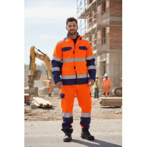 Fluorescent Orange industrial workwear Hi-Vis jacket HiVis Workwear for man custom garment factory
