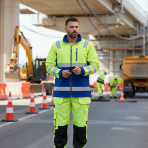 OEM Factory Supply Fluorescent industrial workwear Hi-Vis jacket HiVis Workwear for Civil Engineering