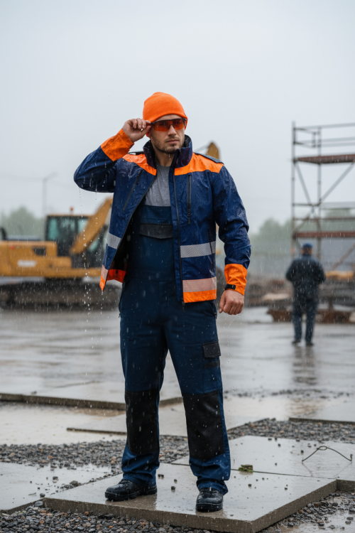 Fluorescent Orange industrial workwear Hi-Vis jacket HiVis Workwear for man custom garment factory