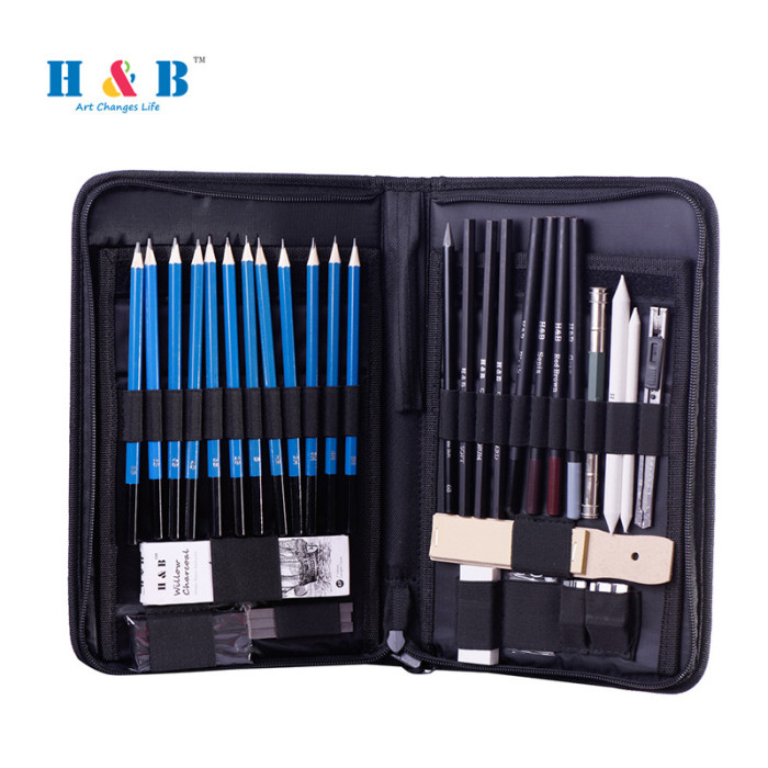 H&B 40Pcs sketching drawing and pencil set for kid pencil drawing for  wholesale, Sketch Pencil