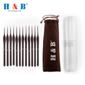 H & B 12 unids / set pincel de dibujo de pluma de línea de gancho para acuarela y pintura al óleo plumas detalle herramientas de pintura artística
