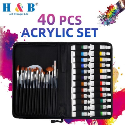 H&B artist suministra juego de pinceles de pintura acrílica de 24 colores