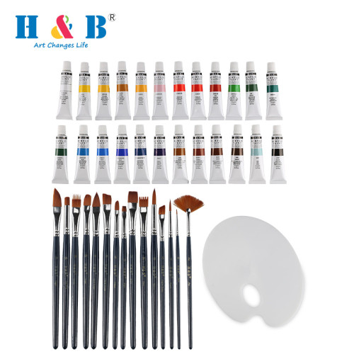 H&B artist supplies  24 colors  acrylic  painting brush set